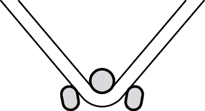 Dessin officiel des trois points d’appui des becs de la pince Aesculap DP315R