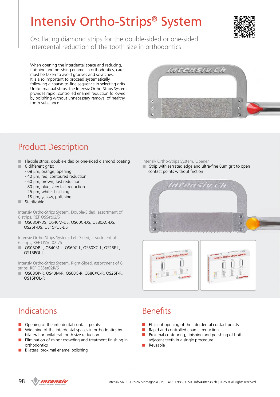 Page 98 du catalogue Intensiv 2025 avec la composition du set Ortho-Strips OSSet02/6