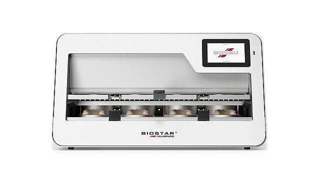 Vue frontale officielle SCHEU du BIOSTAR 4-Aligner montrant quatre postes de formage
